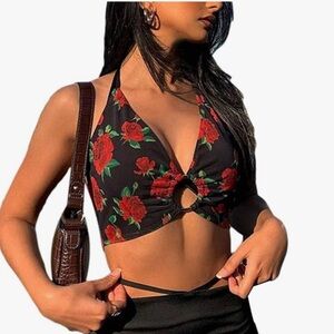 Floral Halter Crop Top